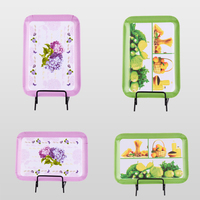 Plateau en mélamine à motif de fruits et légumes frais, léger, anti-chute, pour la livraison de nourriture dans les hôtels et les restaurants
