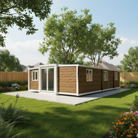 Kit de Casa Contenedor Prefabricada Económica de 40 pies, Panel Sándwich Transpirable Rectangular, Grosor Estándar, Diseño Moderno