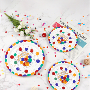 HLC Personnalisé Vaisselle de fête en papier de 7 pouces sur le thème des anniversaires, de qualité alimentaire, avec assiettes et serviettes pour la décoration d'anniversaire des enfants - Product Image 4