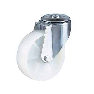 Roue monolithique en polyamide avec support en zinc et en acier, rotative avec trou de passage - Product Image 1