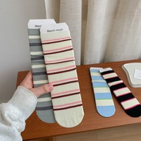 Chaussettes pour femmes à jambe droite, longueur cheville, rayées été et printemps, légères et fraîches, style fin en coton