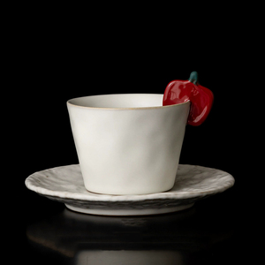 Juego de Taza y Platillo de Café Espresso Japonés 2025, Elegante, Hecho a Mano, Estilo Japandi, Blanco, Ecológico, para Regalo - Product Image 6