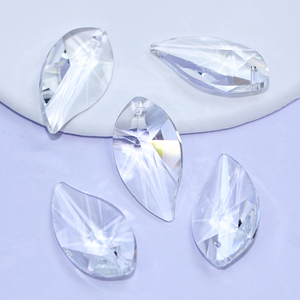 귀걸이 목걸이 썬 포수 만들기를위한 절묘한 투명 복숭아 잎 모양의 크리스탈 유리 보석 매력 - Product Image 1