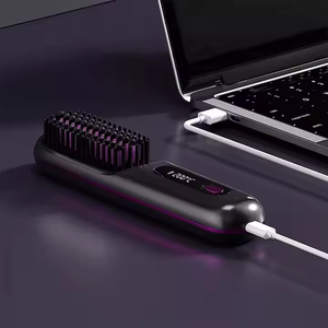 New Popular LCD USB Charging Ceramic <b>Heating</b> Electric <b>Comb</b> Flat Hair Straightener Wireless Portable Hair <b>Comb</b> - Product Image 5