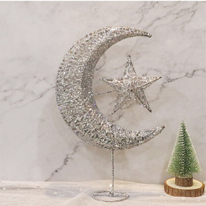 Ramadan Eid decorazione <span class=keywords><strong>islamica</strong></span> in metallo <span class=keywords><strong>mezzaluna</strong></span> e stella luce LED lampada decorativa da tavolo per la casa - Product Image 1