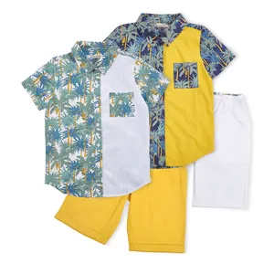 子供服セットファッション半袖プリントシャツ2ピースショーツボーイカジュアルコットンボーイズ服セット