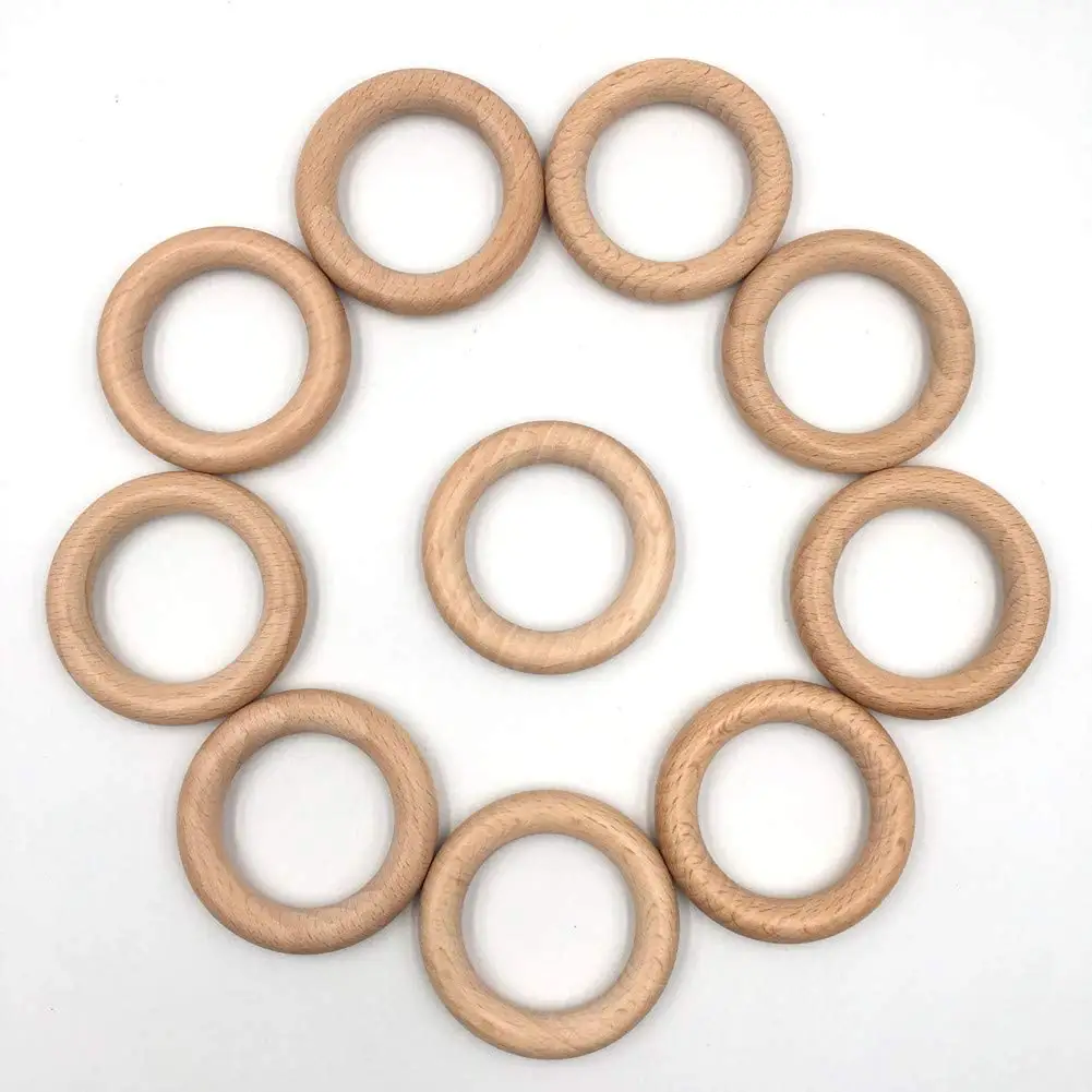 Unfinished crafts wooden rings 5 different sizes of lace solid wood rings DIY wooden hoop jewelry and connector jewelry making