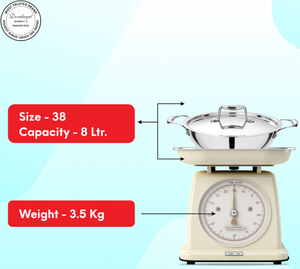 Poêle Triply Kadhai 38 cm en acier inoxydable de qualité 304, extra large et robuste, idéale pour la cuisson de repas festifs et la friture profonde - Product Image 5