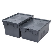 Caisse de rangement en plastique robuste et empilable avec couvercle, grande capacité, en PP, emboîtable, à prix abordable