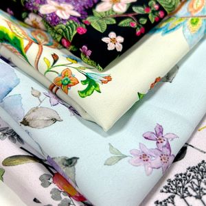 Tela crepé koshibo de poliéster con estampado de muestra <span class=keywords><strong>gratis</strong></span> colorida de impresión directa digital de 125gsm para vestido floral - Product Image 3
