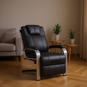 Silla de Masaje Riinuoid de Cuerpo Completo, Cuero Sintético Negro, Estructura Metálica, para Uso Doméstico - Product Image 2