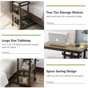 Hiện đại hai tầng cà phê kết thúc bảng với bánh xe đa chức năng khung kim loại và Side 'C' hình dạng cho đồ nội thất phòng khách - Product Image 6