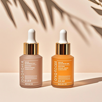 Épaule inclinée 30ml 60ml 100ml verre rose soins de la peau sérum pompe pour le visage compte-gouttes bouteilles d'huile essentielle avec boîte-cadeau d'emballage