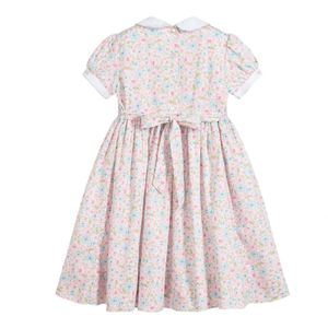 ชุดเดรสเด็กผู้หญิงพิมพ์ลายฤดูร้อนแบบกำหนดเอง แขนสั้น คอปกกลีบดอกไม้ - Product Image 2