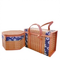 Panier en bambou chinois en gros, boîte cadeau artisanale, pour œufs, Zongzi, gâteaux de lune, crabes, mariage, remise de diplôme, ou nouvellement construit, design rétro, sans doublure
