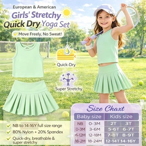 Conjunto Deportivo DH ODM Matcha Cream para Niñas, Chaleco sin Mangas Transpirable, Falda Acampanada de Cintura Alta con Shorts Integrados, Ropa Suave para Estudio - Product Image 3