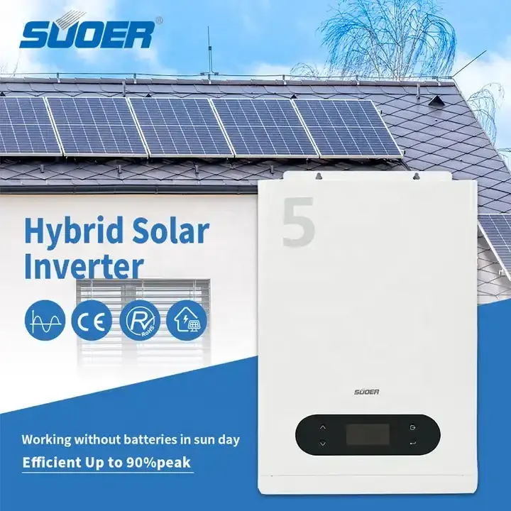 Suoer MPPT pv off grid inverter solare 24V 48V 5KW 5000w pura onda sinusoidale ibrido inverter solare