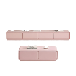 Meuble TV et table basse de style dopamine, meuble TV de salon <span class=keywords><strong>rose</strong></span>, meuble sur pied en <span class=keywords><strong>bois</strong></span> massif - Product Image 3