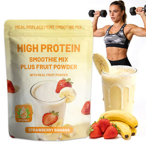 Poudre de protéines végétaliennes saveur fraise banane, marque distributeur, substitut de repas, shake cétogène, faible en glucides, riche en protéines, shake aux fruits - Product Image 1