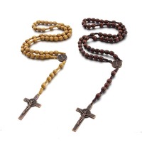 Mijjc — chapelet en bois, style rétro, fait à la main, collier de perles colombiennes, cadeau de vente en gros