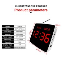 Sistema Inalámbrico de Llamada para Restaurantes, 1 Receptor con Pantalla LED y 10 Botones Redondos Multifunción, Sistema de Llamada para Camareros