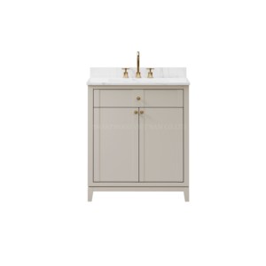 Meuble-lavabo de salle de bain autoportant en marbre et bois massif - Product Image 4
