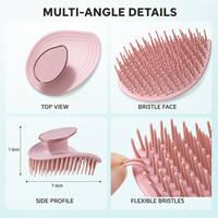 Brosse de massage du cuir chevelu en TPE en forme de feuille, flexible, à poils longs, pour le lavage des cheveux, pour salon, maison et spa, OEM ODM B2B
