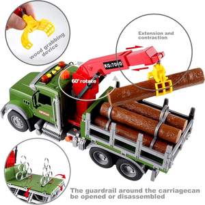 Grand camion forestier avec grue de chargement, 6 troncs, cadeau d'anniversaire pour garçon, tout-petit, wagon de transport de bois, jouet pour enfants, véhicule - Product Image 4