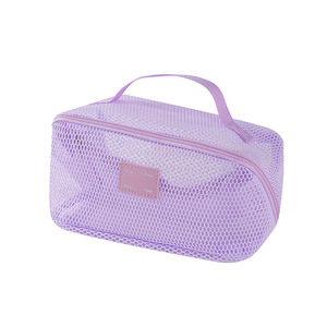 Vente en gros de sacs de <span class=keywords><strong>maquillage</strong></span> en maille écologique avec poignée souple sacs à main de rangement de cosmétiques personnalisés pour femmes cadeaux promotionnels multicolores - Product Image 2
