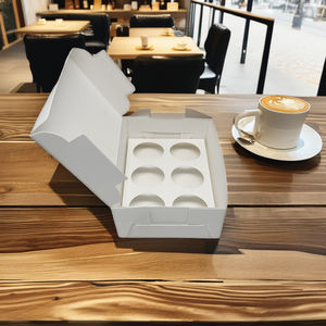 Petite boîte en carton blanc <span class=keywords><strong>truffe</strong></span> chocolat <span class=keywords><strong>du</strong></span> désert avec doublure en papier et fermer votre boîte personnalisée pour la livraison à emporter dans le désert - Product Image 2