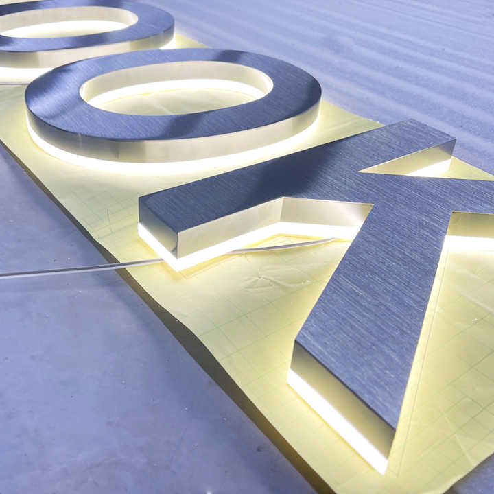 Factory Stainless Steel 3d Metal silver brushed backlit Letters Sign