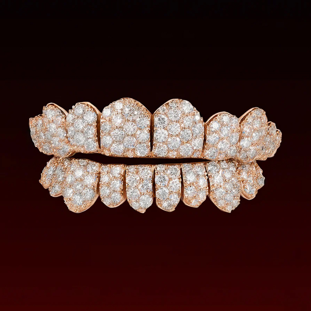 Custom Jumbo Pave Setting 925 Sterling Silver 10K 14K 18K Gold Iced Out Vvs Moissanite Teeth Grillz Unisex