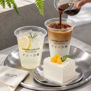 แก้วพลาสติกใสแบบกำหนดเองสำหรับชาเลมอน ลาเต้เย็น ของหวาน คาเฟ่ เครื่องดื่มเย็น บรรจุภัณฑ์แบบนำกลับบ้าน ขายส่ง ผู้ผลิต OEM - Product Image 4