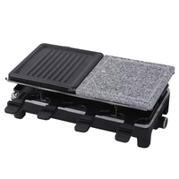 Aifa Gril Raclette et Barbecue Électrique 2-en-1 pour 8 Personnes, Surface Antiadhésive et en Pierre Amovible, Gril Carré d'Intérieur OEM