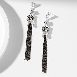 Long Skeleton DangleTassel <b>Earrings</b> Silver Color Retro Fashion Hanging Women <b>Earring</b> Halloween Jewelry Girls Funny <b>Earrings</b> 2022 - Product Image 1