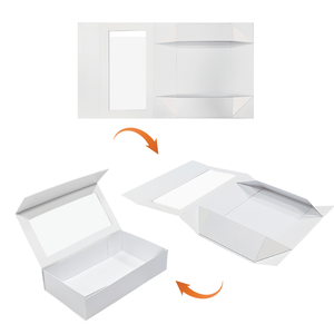Custom Flip Folding Magnetic Closure Cover Cosmetic Packaging <b>Black</b> <b>Gift</b> <b>Box</b> With Clear Window - Product Image 4
