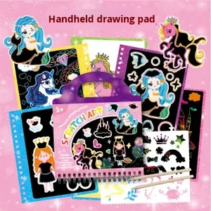 Portable DIY Scratch <strong>Art</strong> <strong>Book</strong> for Children Cross-Border New Early Education Kindergarten Gift Rainbow Drawing Scene Paper Toys - Product Image 6