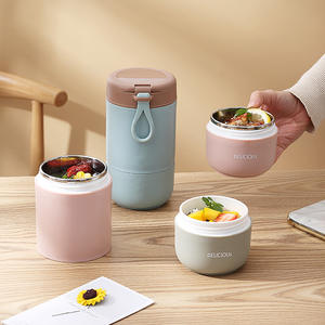 Delicious Stainless Steel Lunch Box 500Ml Leak Proof With Spoon For Students Office Use Solid Color Design - Product Image 3