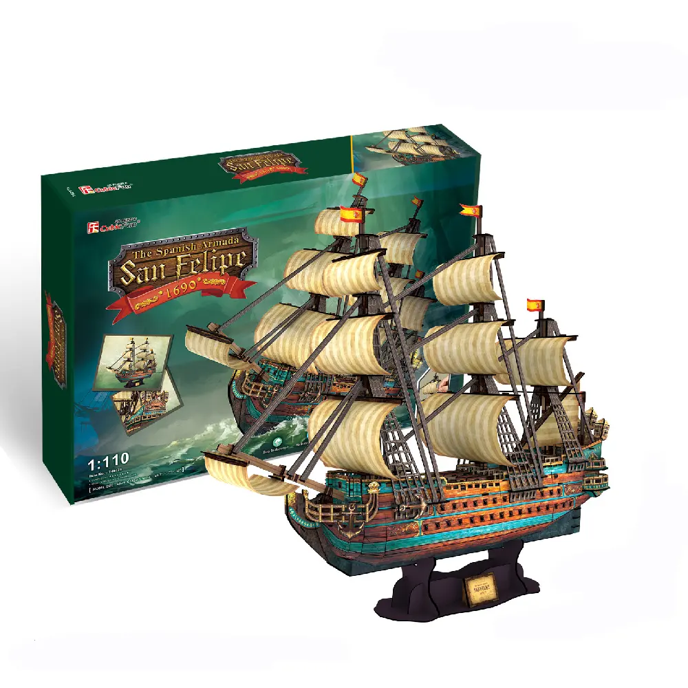 Nuevas llegadas juego DIY papel pirata modelo ensamblado 3D rompecabezas juguetes España San Felipe barco rompecabezas para adultos Dropshipping