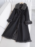 Manteau chaud mi-long d'hiver pour femmes-Parka réversible en fourrure de lapin véritable pour femmes-Manteau long