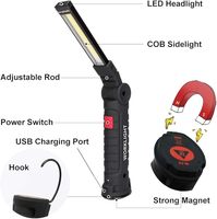 Coffret Cadeau d'Outils pour Hommes : 2 Lampes de Travail LED Rechargeables USB IP65 avec Base Magnétique et Rotation à 360° pour Réparations