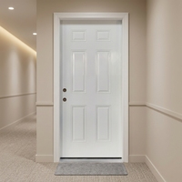 Porte d'entrée battante classique en acier à 6 panneaux, étanche, pour appartement et hôtel, à prix abordable