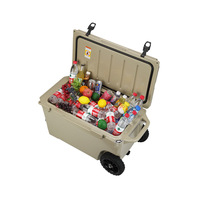 Glacière à roulettes moderne 65L, personnalisable, robuste et isolée, pour le stockage alimentaire portable en extérieur, le camping et la pêche