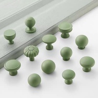 Poignées de meuble rondes en laiton massif couleur Morandi, sensation peau, vert, pour tiroirs - Grande Vente