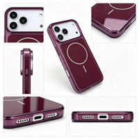 Étui de téléphone portable magnétique en TPU PC de couleur rouge cerise IMD pour iPhone 18 Pro Max