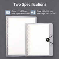 Carnet à feuilles mobiles personnalisé avec logo, couverture mate en PP imprimée par transfert thermique, journal avec clip métallique, recharge lignée détachable, pour affaires