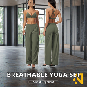 Conjunto Deportivo Personalizado, Sujetador Deportivo Transpirable, Pantalones Anchos, Elásticos en Cuatro Direcciones, Conjunto de 2 Piezas para Fitness y Yoga - Product Image 2