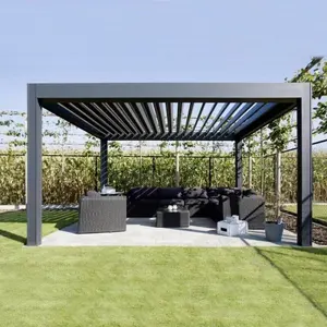 Kit de toit pour pergola en aluminium avec stores automatiques personnalisés pour l'extérieur