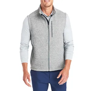 Custom Utility High Quality Full Zip Sweater Fleece Vest Sweat Waistcoat For Men