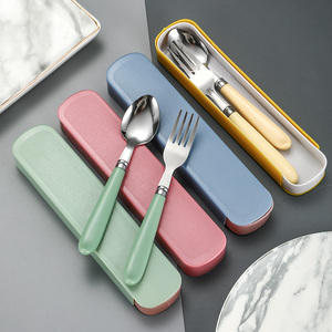 Regalo de promoción barato, cuchillo de acero inoxidable, tenedor, cuchara, palillos, Picnic al aire libre, juego de cubiertos portátil con estuche para niños - Product Image 5